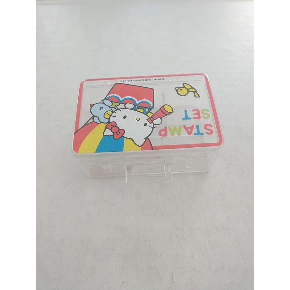 Vintage Sanrio Hello Kitty Trinket Box 1976 1983 Primary Color Block Decor